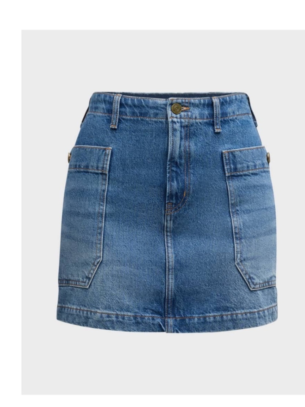 FRAME Denim Mini Blue Jean Skirt Size 30 Side Pockets Retail $228